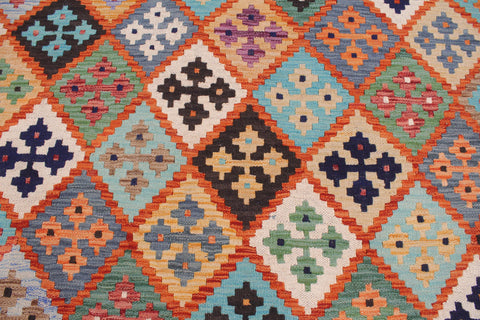 handmade Geometric Kilim Rust Brown Hand-Woven RECTANGLE 100% WOOL area rug 7 x 10