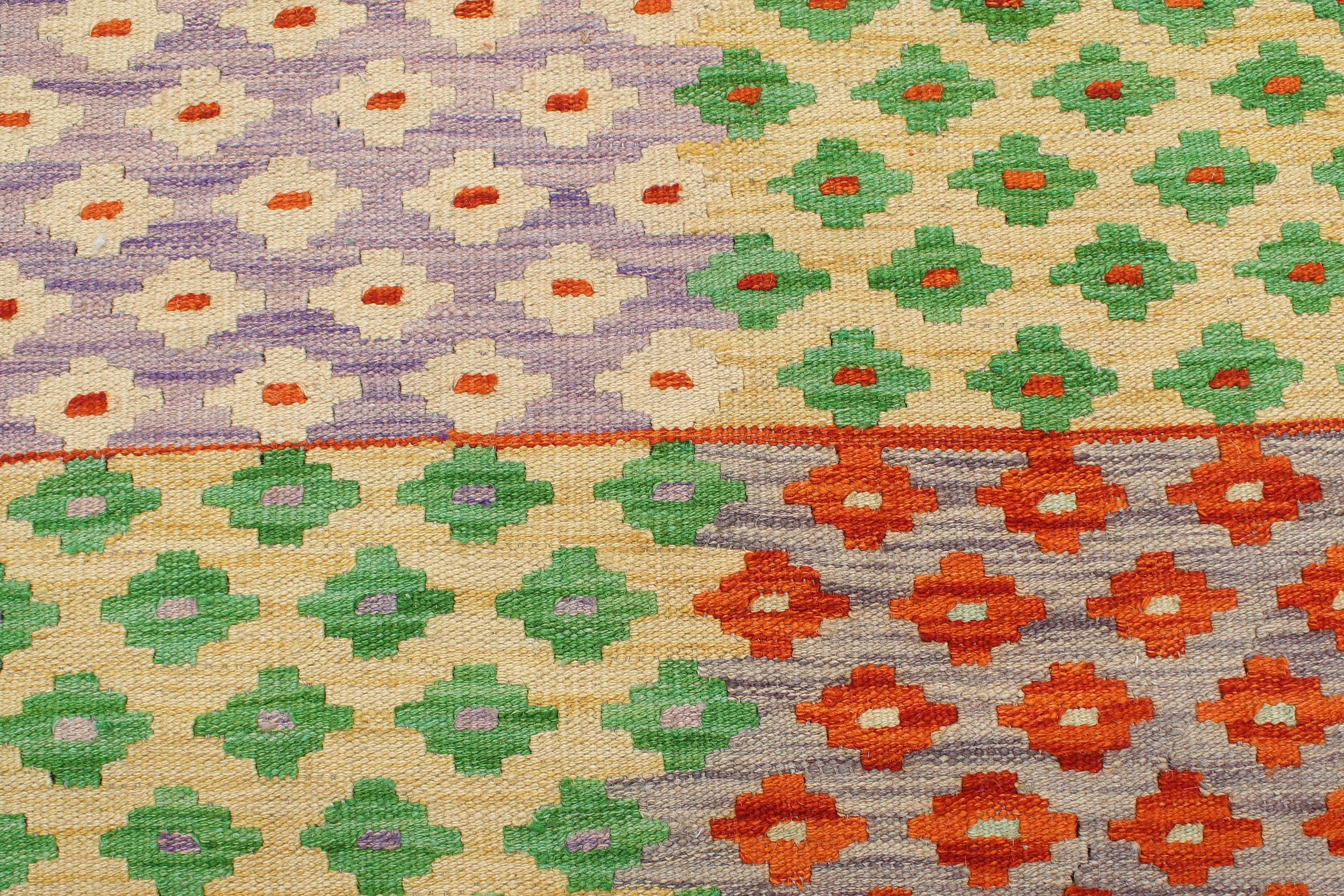 handmade Modern Kilim Blue Rust Hand-Woven RECTANGLE 100% WOOL area rug 8x11