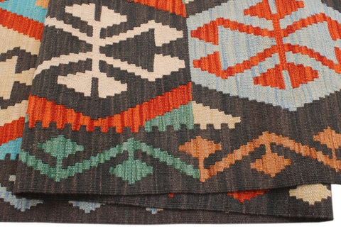 handmade Geometric Kilim Rust Blue Hand-Woven RECTANGLE 100% WOOL area rug 8 x 10