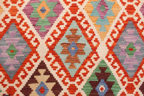 handmade Geometric Kilim Beige Green Hand-Woven RECTANGLE 100% WOOL area rug 8 x 11