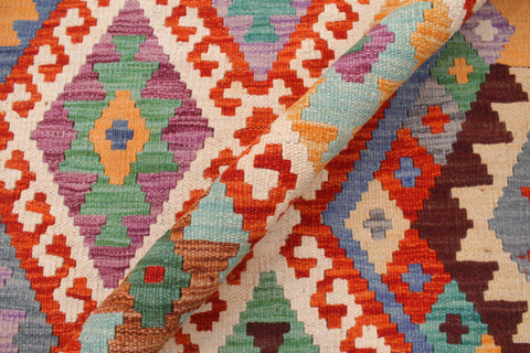 handmade Geometric Kilim Beige Green Hand-Woven RECTANGLE 100% WOOL area rug 8 x 11