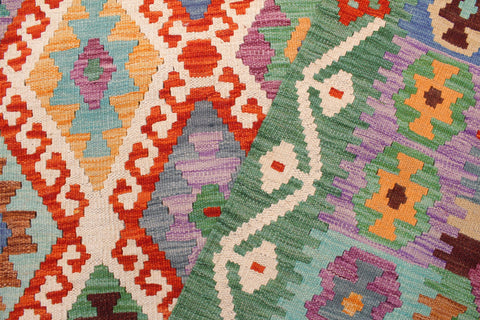 handmade Geometric Kilim Beige Green Hand-Woven RECTANGLE 100% WOOL area rug 8 x 11