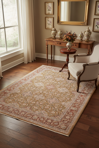 handmade Traditional Design Gold Rust Hand Knotted RECTANGLE 100% WOOL area rug 10'X14'