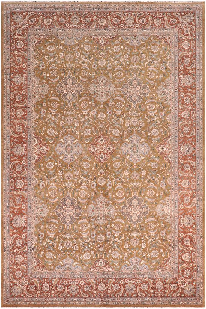 handmade Traditional Design Gold Rust Hand Knotted RECTANGLE 100% WOOL area rug 10'X14'