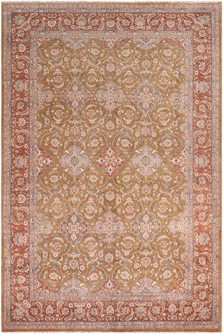 handmade Traditional Design Gold Rust Hand Knotted RECTANGLE 100% WOOL area rug 10'X14'