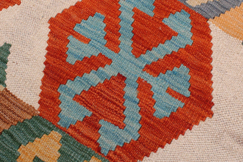 handmade Geometric Kilim Beige Rust Hand-Woven RECTANGLE 100% WOOL area rug 8 x 10