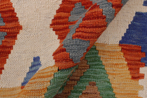 handmade Geometric Kilim Beige Rust Hand-Woven RECTANGLE 100% WOOL area rug 8 x 10