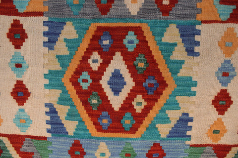 handmade Geometric Kilim Blue Brown Hand-Woven RECTANGLE 100% WOOL area rug 8 x 10