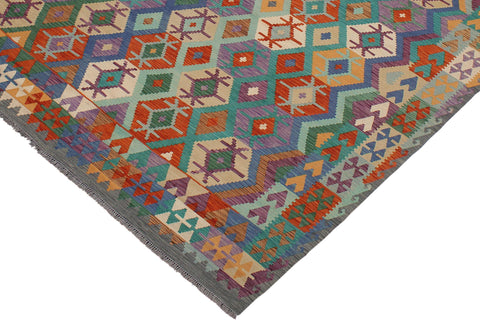 handmade Geometric Kilim Rust Gray Hand-Woven RECTANGLE 100% WOOL area rug 8 x 10