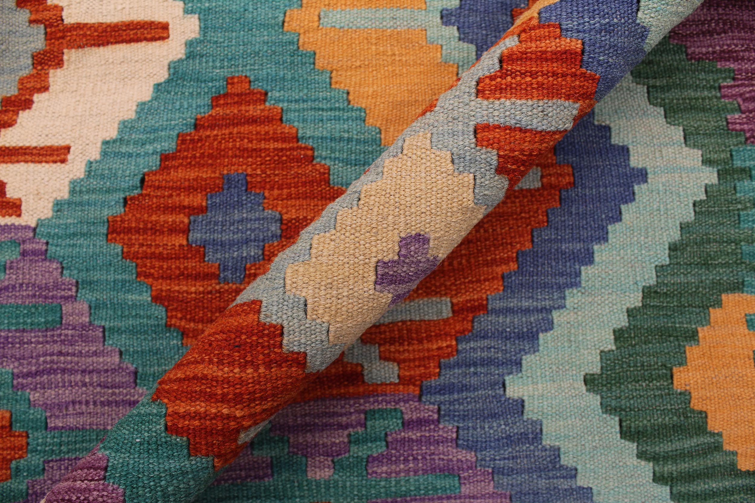 handmade Geometric Kilim Rust Gray Hand-Woven RECTANGLE 100% WOOL area rug 8 x 10