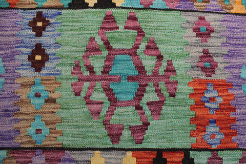 handmade Geometric Kilim Blue Rust Hand-Woven RECTANGLE 100% WOOL area rug 8 x 11