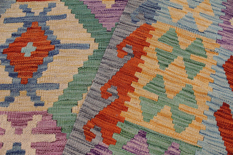 handmade Geometric Kilim Blue Gray Hand-Woven RECTANGLE 100% WOOL area rug 8 x 10