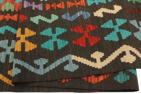 handmade Geometric Kilim Rust Green Hand-Woven RECTANGLE 100% WOOL area rug 8 x 10