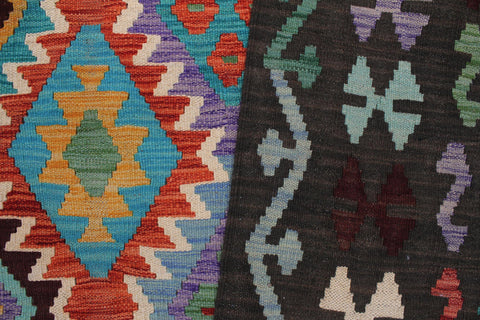 handmade Geometric Kilim Rust Green Hand-Woven RECTANGLE 100% WOOL area rug 8 x 10