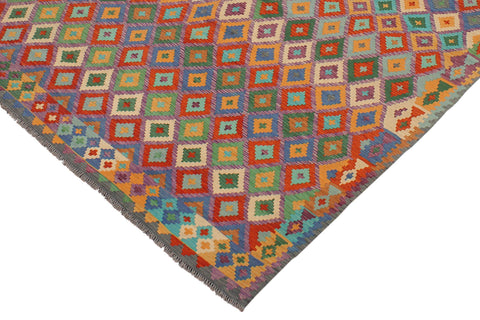 handmade Modern Kilim Rust Gray Hand-Woven RECTANGLE 100% WOOL area rug 8x11