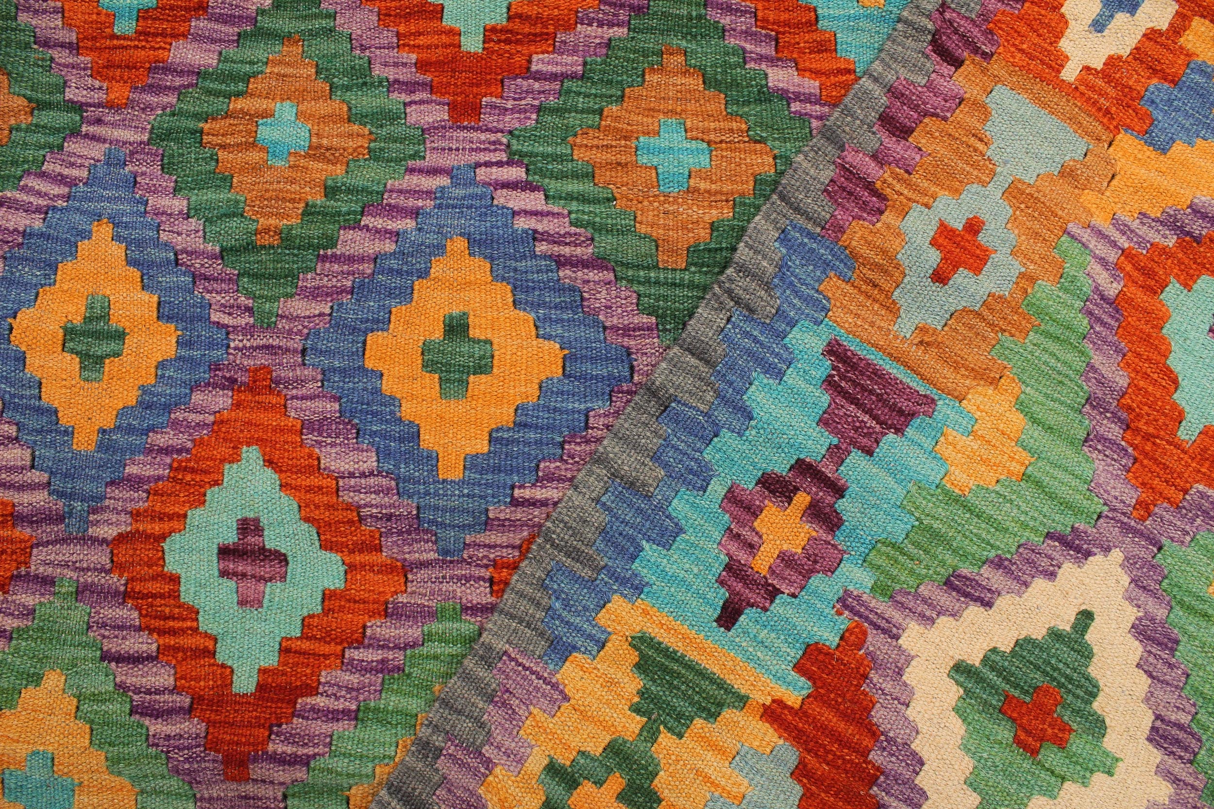 handmade Modern Kilim Rust Gray Hand-Woven RECTANGLE 100% WOOL area rug 8x11