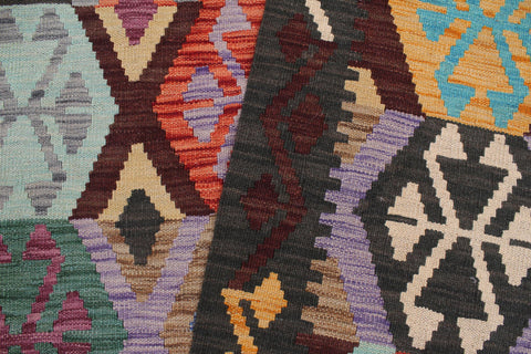 handmade Geometric Kilim Gold Green Hand-Woven RECTANGLE 100% WOOL area rug 9 x 10