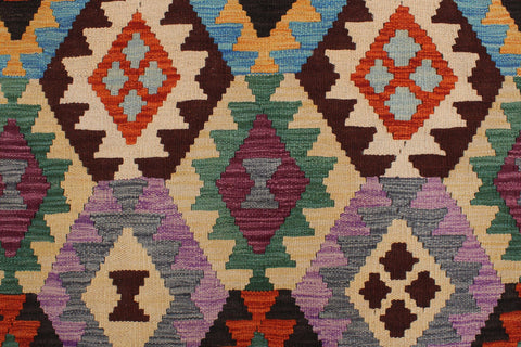 handmade Geometric Kilim Gray Blue Hand-Woven RECTANGLE 100% WOOL area rug 9 x 11