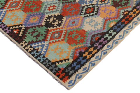 handmade Geometric Kilim Rust Black Hand-Woven RECTANGLE 100% WOOL area rug 9 x 11