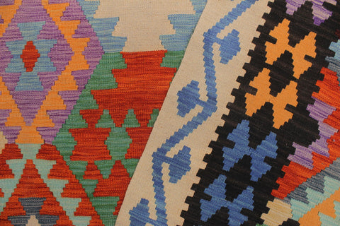 handmade Geometric Kilim Rust Black Hand-Woven RECTANGLE 100% WOOL area rug 9 x 11