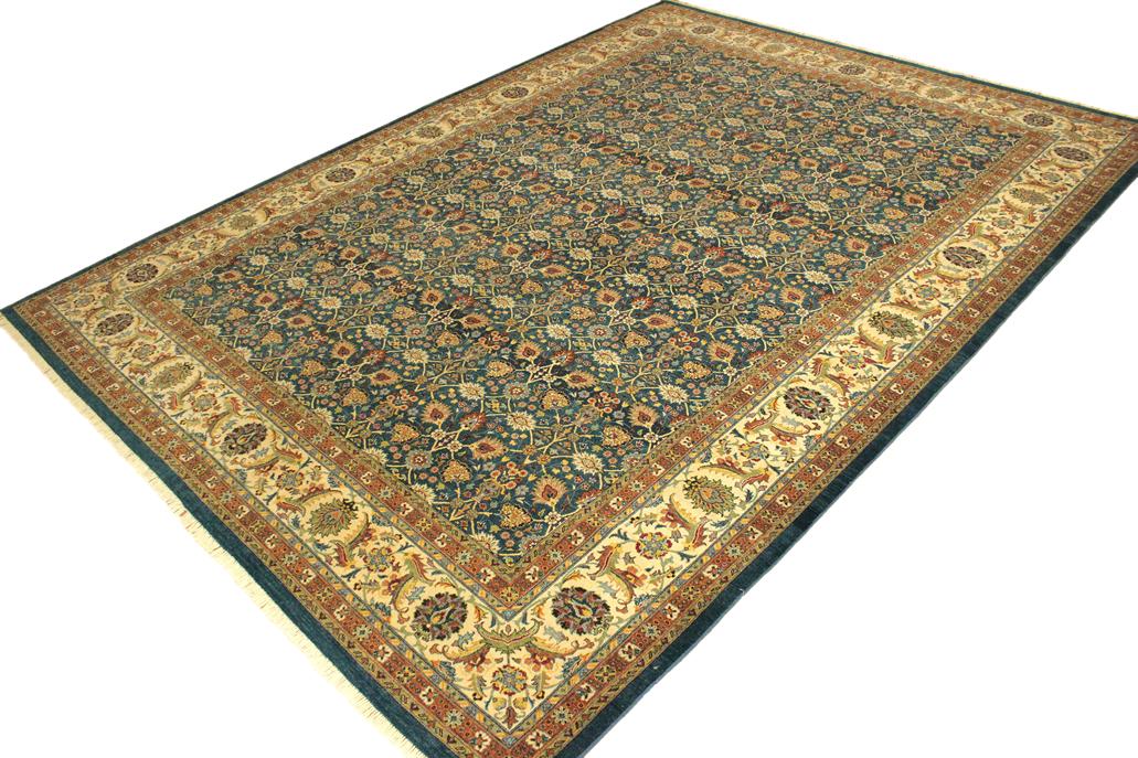 handmade Traditional  Lt. Blue Ivory Hand Knotted RECTANGLE 100% WOOL area rug 10x14