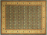 Turkish Knotted Istanbul Vannesa Blue/Ivory Wool Rug - 10'3'' x 14'1''