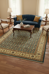 Turkish Knotted Istanbul Vannesa Blue/Ivory Wool Rug - 10'3''X14'1''