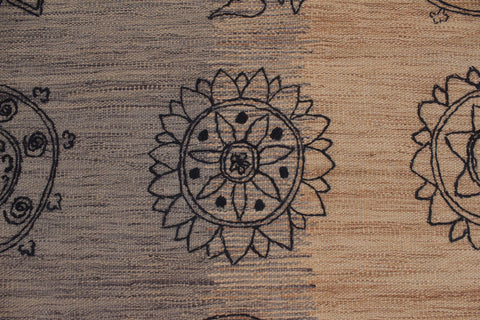 handmade Modern Kilim Beige Black Hand-Woven RECTANGLE 100% WOOL area rug 6x8