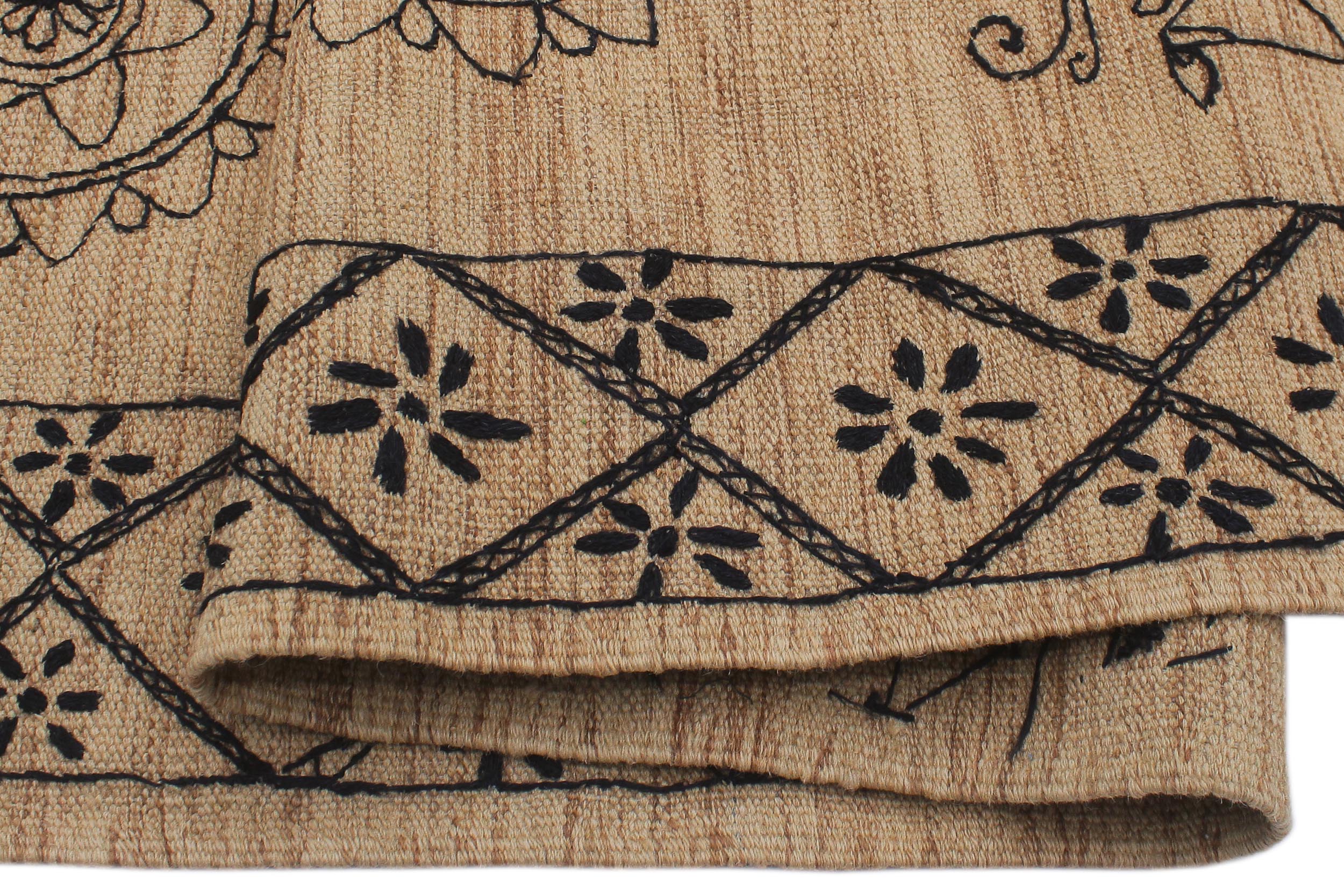 handmade Modern Kilim Beige Black Hand-Woven RECTANGLE 100% WOOL area rug 6x8