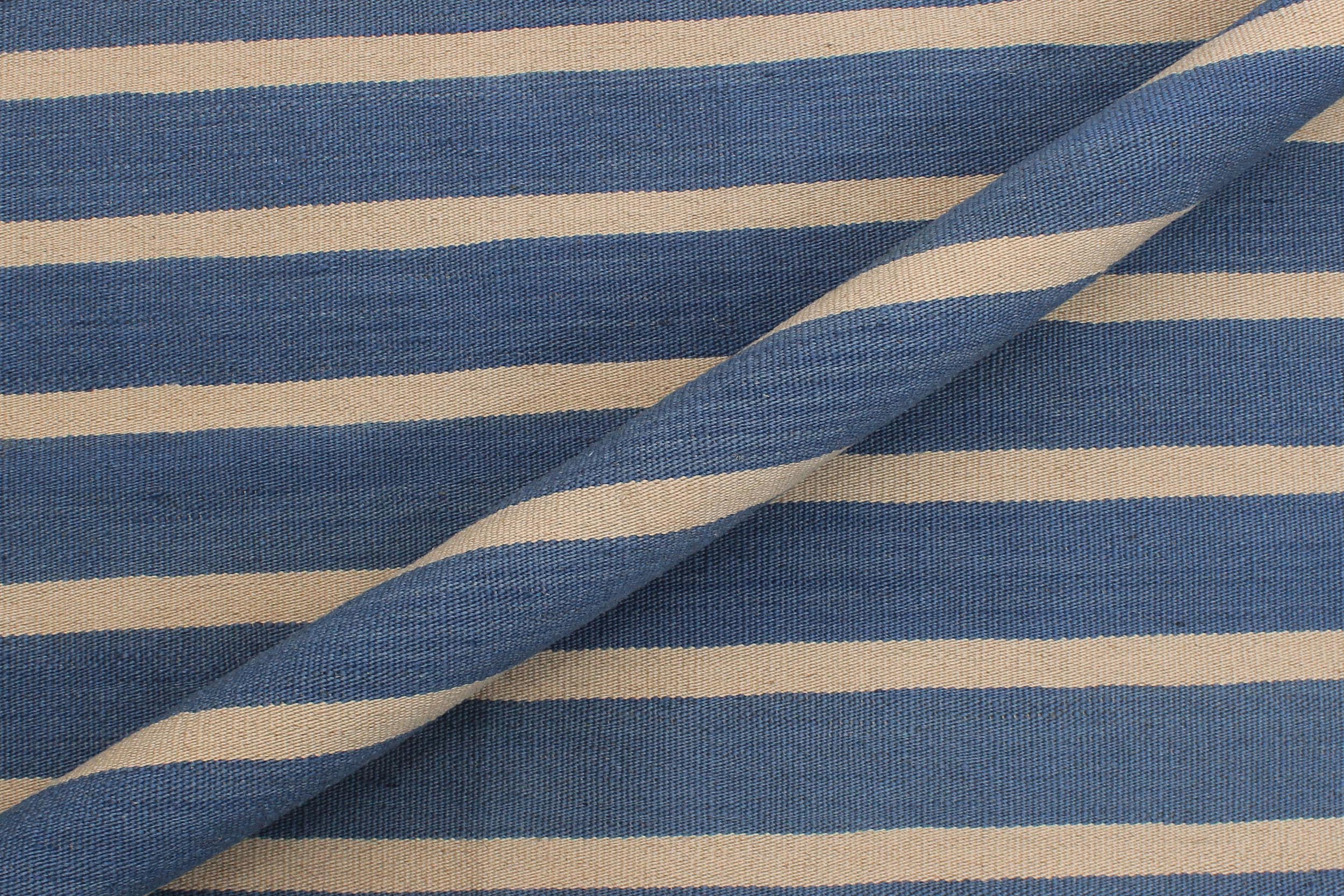 handmade Modern Kilim Blue Black Hand-Woven RECTANGLE 100% WOOL area rug 7x10