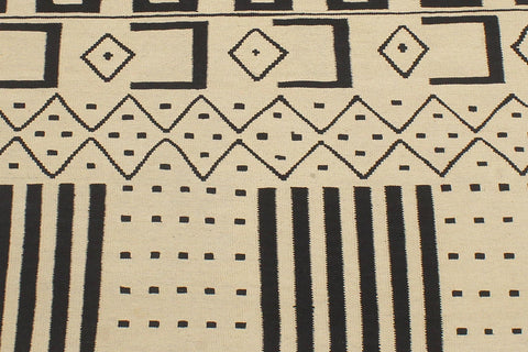 handmade Modern Kilim Beige Black Hand-Woven RECTANGLE 100% WOOL area rug 5 x 7
