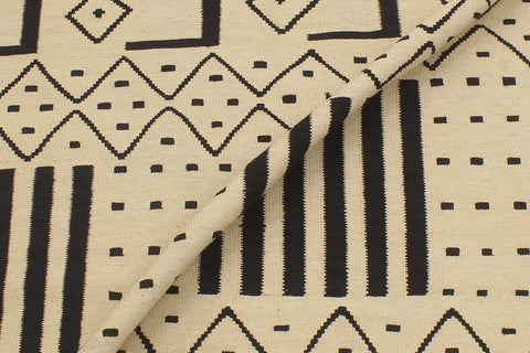handmade Modern Kilim Beige Black Hand-Woven RECTANGLE 100% WOOL area rug 5 x 7