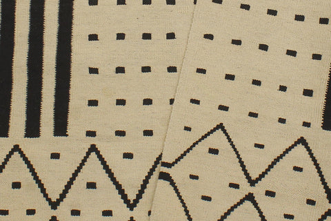 handmade Modern Kilim Beige Black Hand-Woven RECTANGLE 100% WOOL area rug 5 x 7