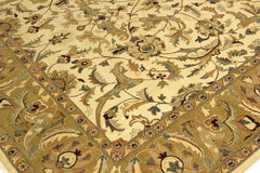handmade Traditional  Ivory Gold Hand Knotted RECTANGLE 100% WOOL area rug 10x14