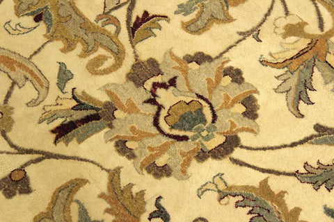 handmade Traditional  Ivory Gold Hand Knotted RECTANGLE 100% WOOL area rug 10x14