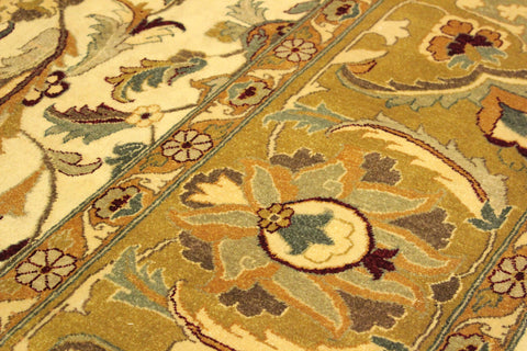 handmade Traditional  Ivory Gold Hand Knotted RECTANGLE 100% WOOL area rug 10' x 14'
