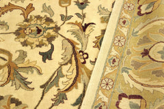 handmade Traditional  Ivory Gold Hand Knotted RECTANGLE 100% WOOL area rug 10x14