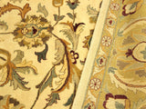 handmade Traditional  Ivory Gold Hand Knotted RECTANGLE 100% WOOL area rug 10x14
