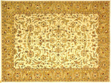Turkish Knotted Istanbul Sherrie Ivory/Gold Wool Rug - 9'10'' x 14'7''