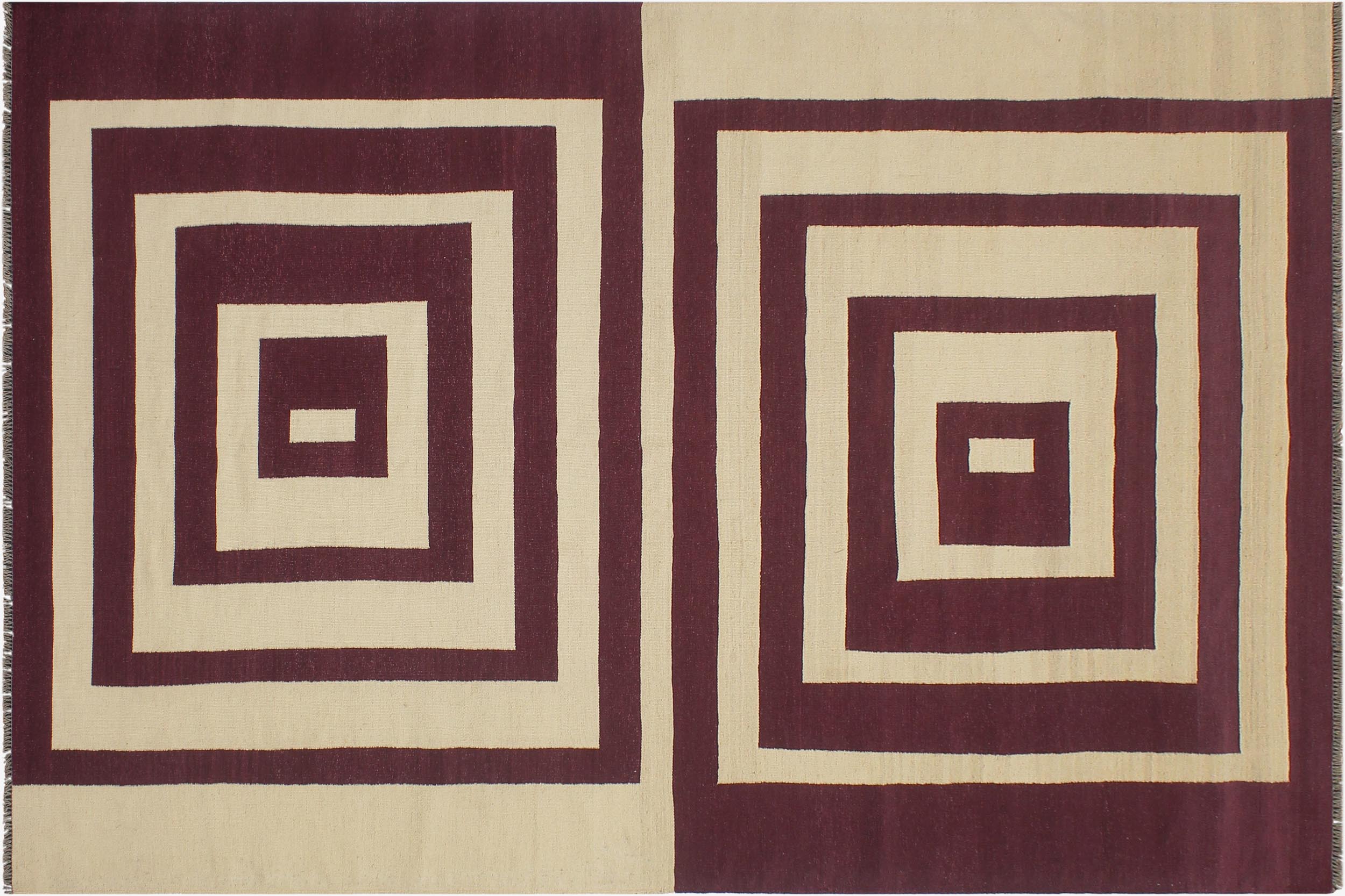 handmade Modern Kilim Beige Purple Hand-Woven RECTANGLE 100% WOOL area rug 6 x 10