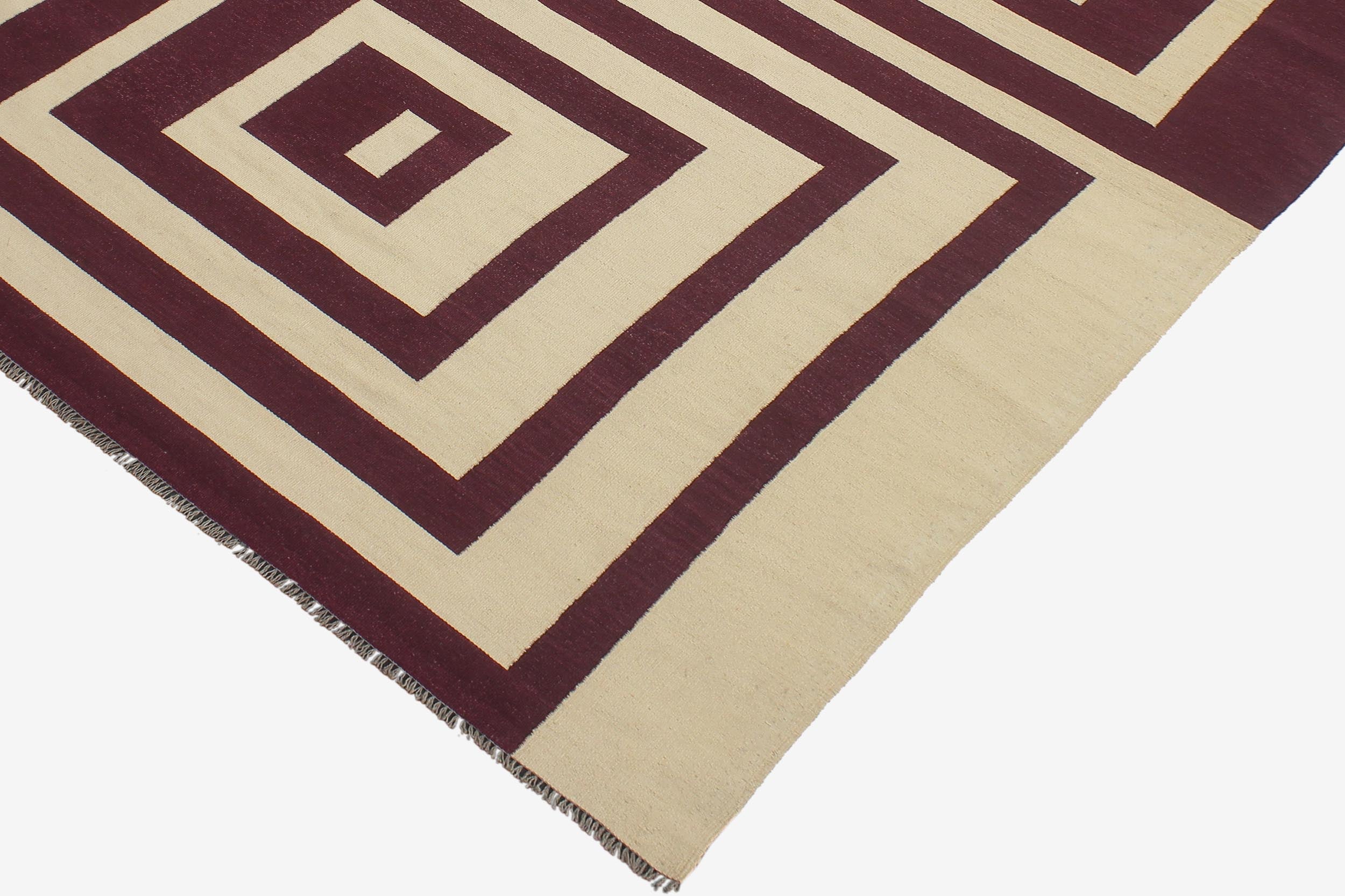 handmade Modern Kilim Beige Purple Hand-Woven RECTANGLE 100% WOOL area rug 6 x 10