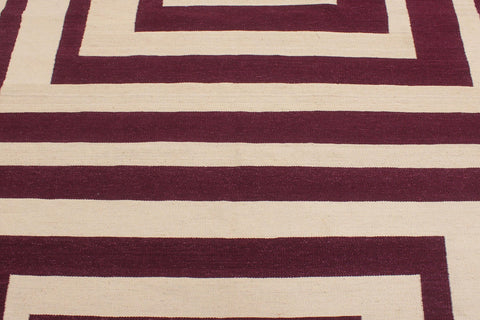 handmade Modern Kilim Beige Purple Hand-Woven RECTANGLE 100% WOOL area rug 6 x 10