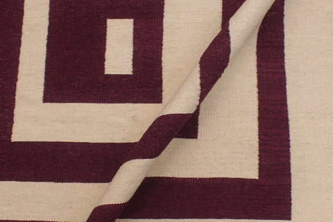 handmade Modern Kilim Beige Purple Hand-Woven RECTANGLE 100% WOOL area rug 6 x 10