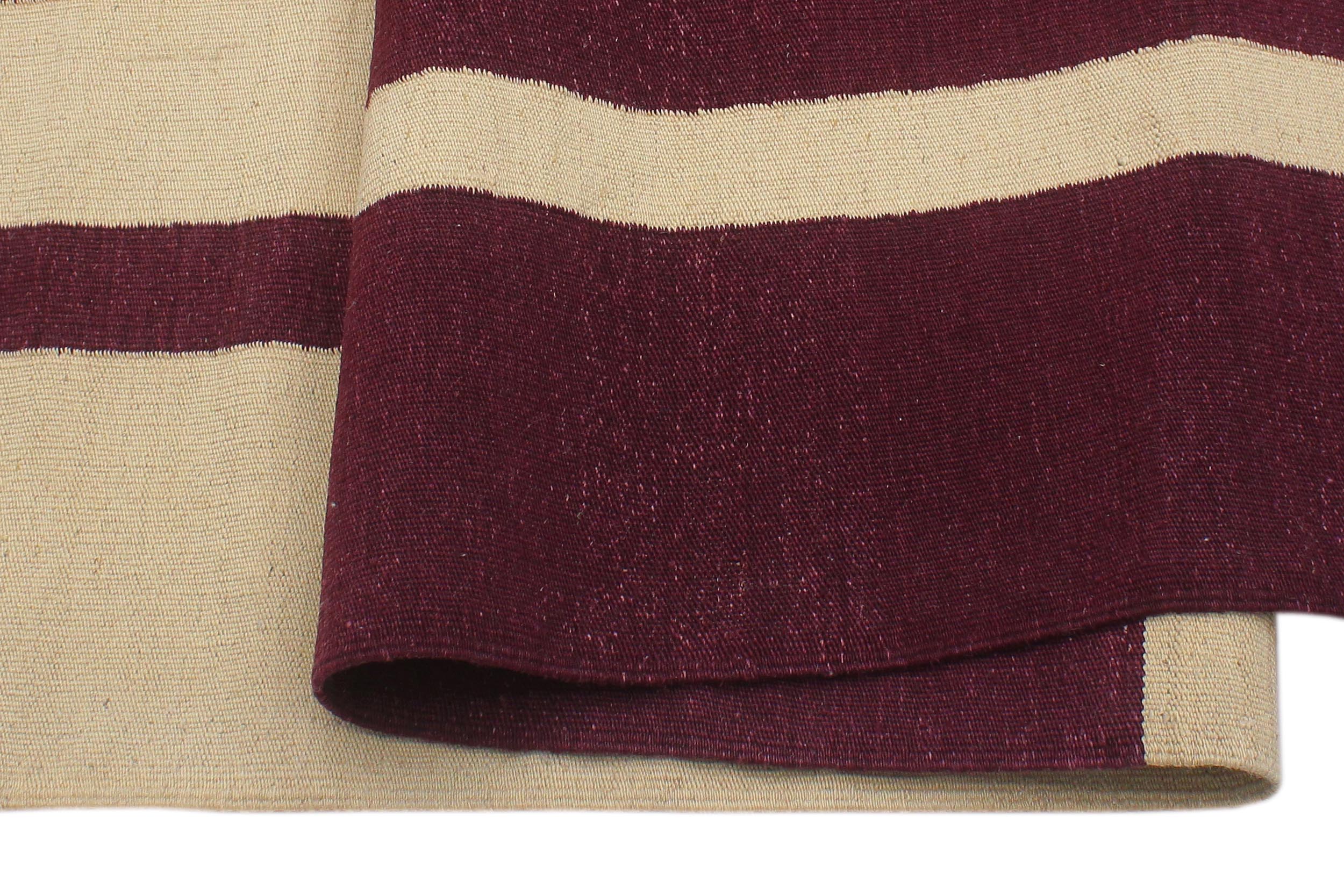 handmade Modern Kilim Beige Purple Hand-Woven RECTANGLE 100% WOOL area rug 6 x 10