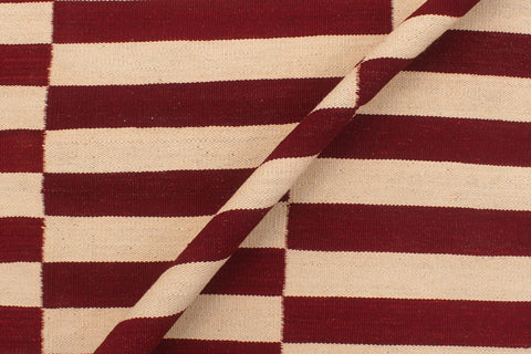 handmade Modern Kilim Beige Red Hand-Woven RECTANGLE 100% WOOL area rug 7 x 10