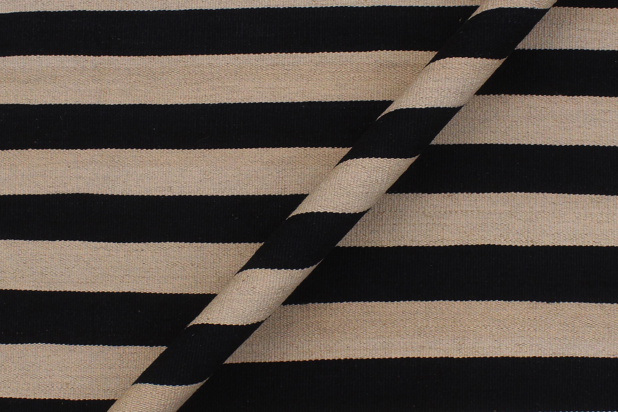 handmade Modern Kilim Beige Black Hand-Woven RECTANGLE 100% WOOL area rug 8 x 10