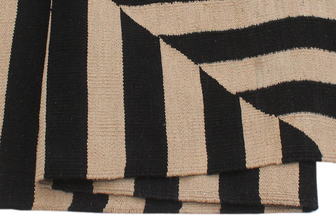 handmade Modern Kilim Beige Black Hand-Woven RECTANGLE 100% WOOL area rug 8 x 10