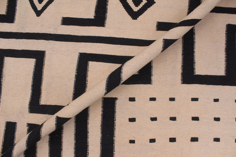 handmade Modern Kilim Beige Black Hand-Woven RECTANGLE 100% WOOL area rug 8 x 10
