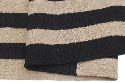 handmade Modern Kilim Beige Black Hand-Woven RECTANGLE 100% WOOL area rug 8 x 10