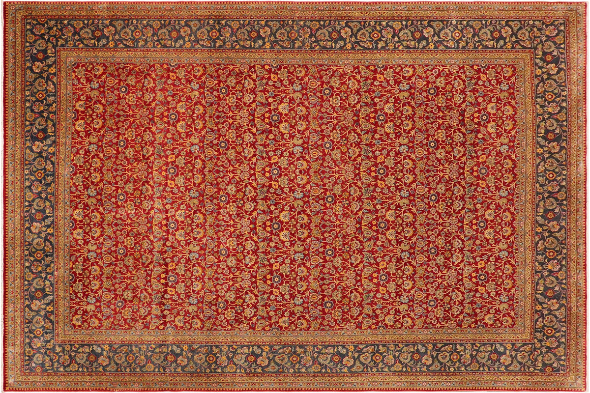 handmade Transitional  Red Blue Hand Knotted RECTANGLE 100% WOOL area rug 10' x 14'